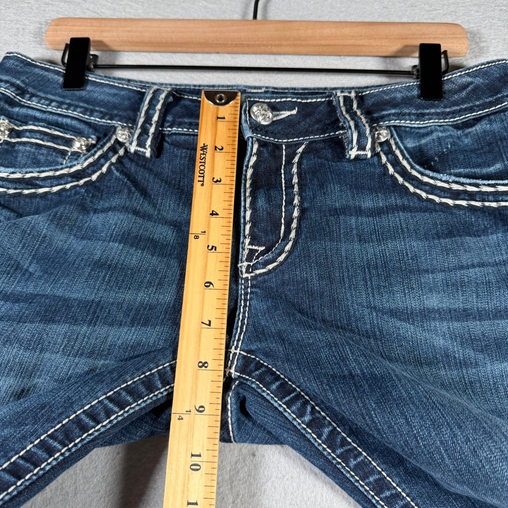 Miss Me Signature Skinny Jeans Dark Wash Thick Stitch Embellished JS5014S58 31 - Picture 10 of 16